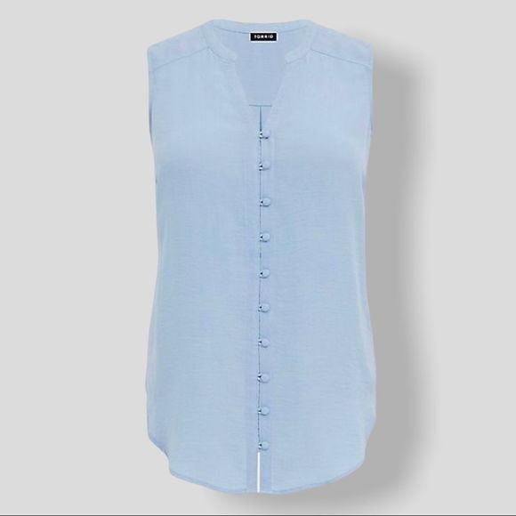 Torrid Harper Light Blue Gauze Button Front Tunic Tank Sz 0X XXL - Picture 8 of 12